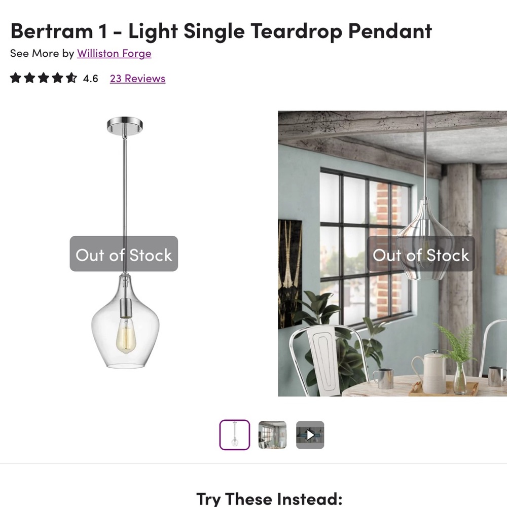 NIB Teardrop Pendant Light - Picture 2 of 5